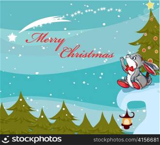 vector christmas background with bunny