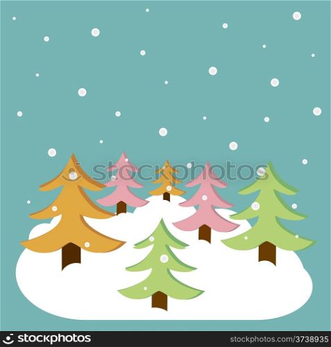 Vector christmas background with christmas trees&#xA;