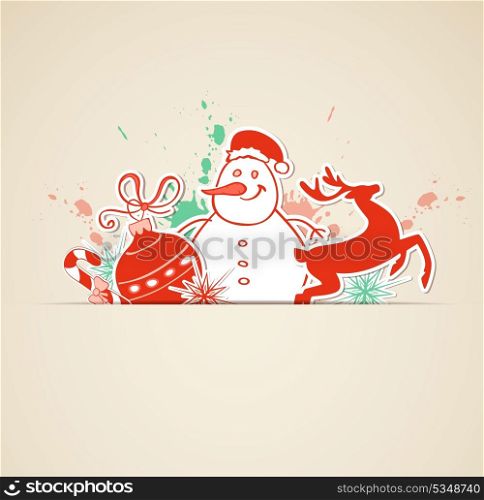 Vector Christmas background with cut out paper decorations