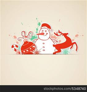 Vector Christmas background with cut out paper decorations