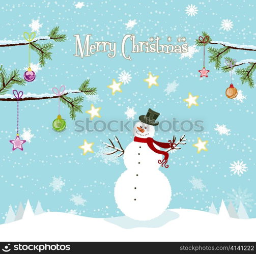 vector christmas background with snowman