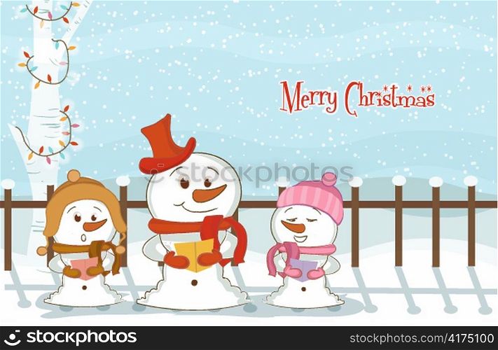 vector christmas background with snowmen