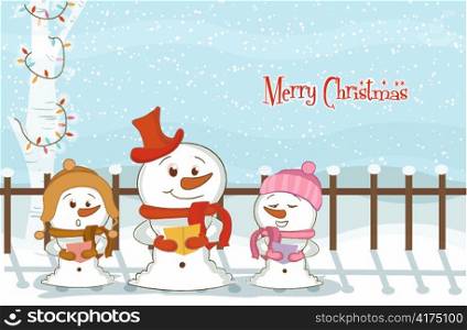 vector christmas background with snowmen
