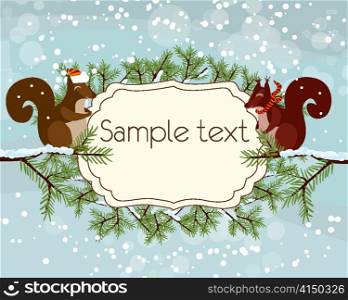 vector christmas background with squirrels