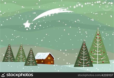 vector christmas background with trees