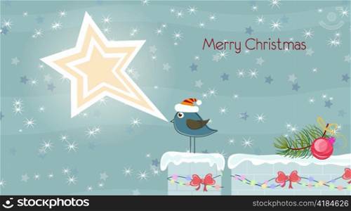 vector christmas card with bird