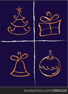 Vector Christmas card with decorations