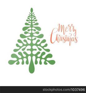 Vector Christmas Card with Fir Tree and Hand Lettring Christmas Greetings