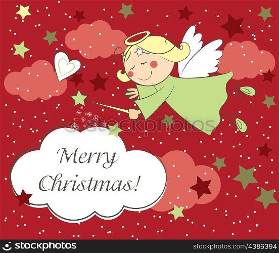 Vector christmas card with little angel