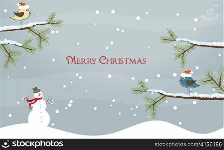 vector christmas card with snowman