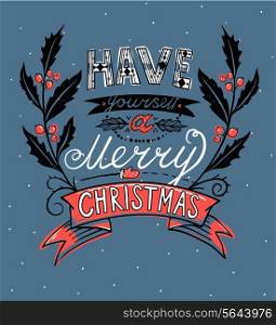 vector Christmas card with vintage lettering