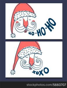 Vector Christmas cards with funny portraits of Santa