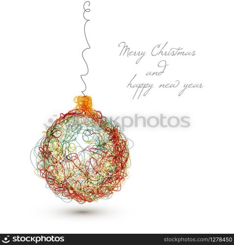 Vector christmas decoration - simple continuous line drawing