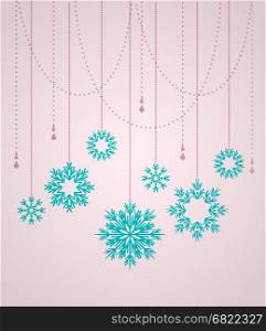 Vector Christmas decoration. Vector winter background with beautiful various snowflakes, Christmas decoration