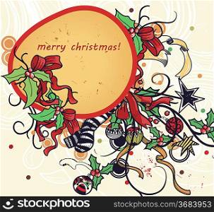 vector christmas frame with rich christmas decoration