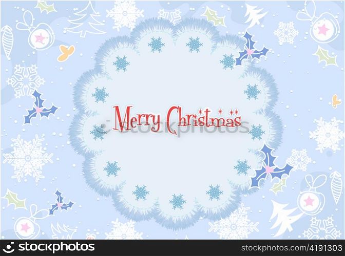 vector christmas frame with snowflakes
