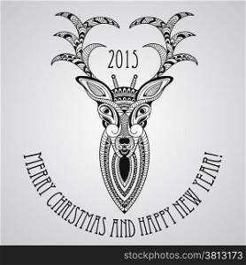 Vector Christmas Greeting Card with Deer