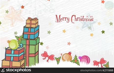vector christmas greeting card with presents