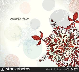 vector christmas greeting card with snowflakes made of floral