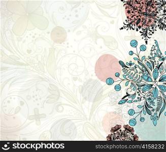vector christmas greeting card with snowflakes made of floral