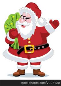 vector christmas illustration of santa claus with a sack