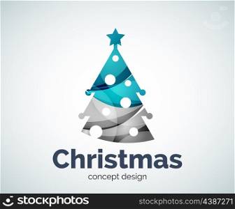 Vector Christmas or New Year tree logo template, abstract business icon