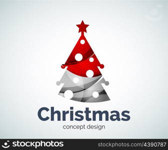 Vector Christmas or New Year tree logo template, abstract business icon