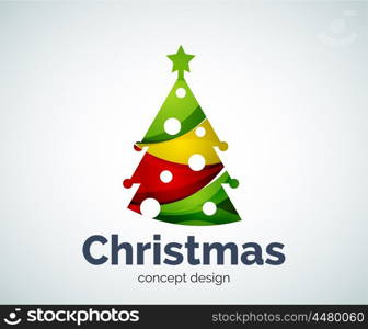 Vector Christmas or New Year tree logo template, abstract business icon