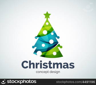 Vector Christmas or New Year tree logo template, abstract business icon