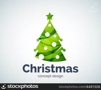 Vector Christmas or New Year tree logo template, abstract business icon