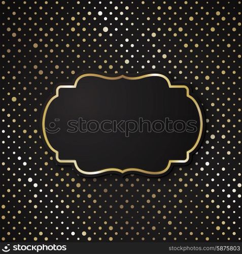 Vector Christmas paper. . Vector stylish black polka dot background with vintage paper card