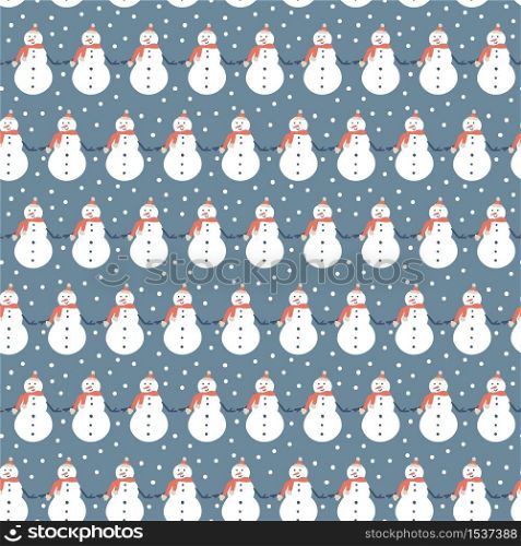 Vector Christmas seamless pattern of snowman. Winter background design for fabric textile, web wall, greeting card.. Vector Christmas seamless pattern of snowman. Winter background design for fabric textile, web wall, greeting card