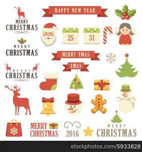 Vector Christmas set. Isolated. Vector illustration.