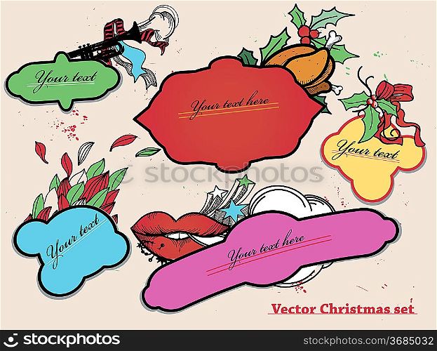 vector christmas set of colorful labels