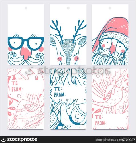 Vector Christmas set of hand drawn labels