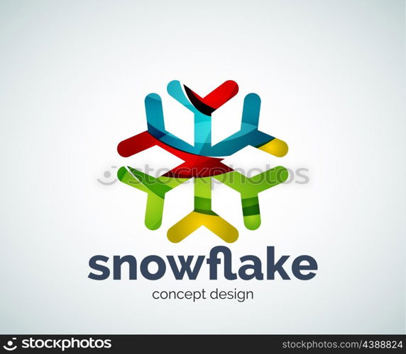 Vector Christmas snowflake logo template, abstract business icon