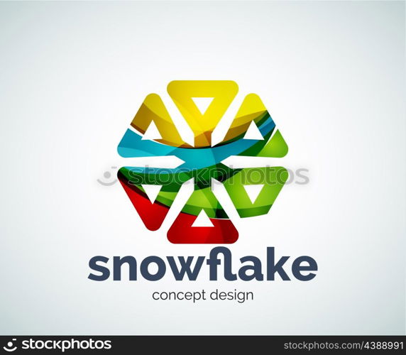 Vector Christmas snowflake logo template, abstract business icon