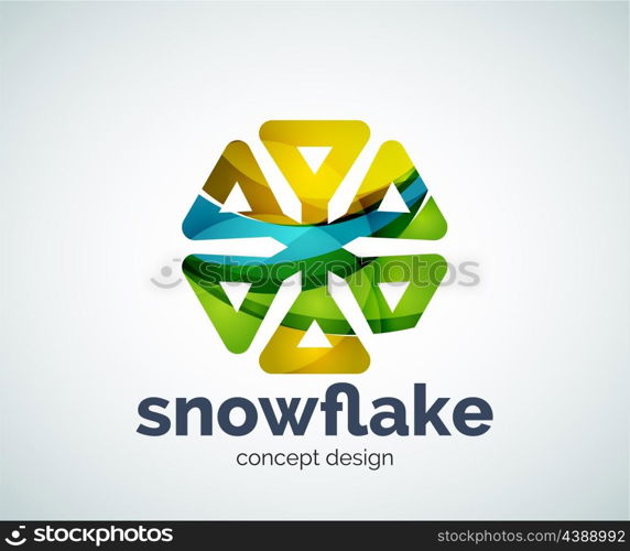 Vector Christmas snowflake logo template, abstract business icon