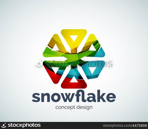 Vector Christmas snowflake logo template, abstract business icon