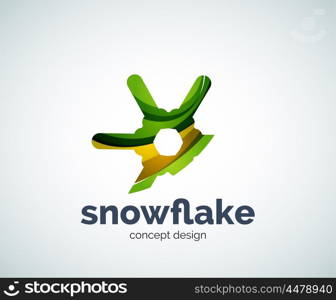 Vector Christmas snowflake logo template, abstract business icon