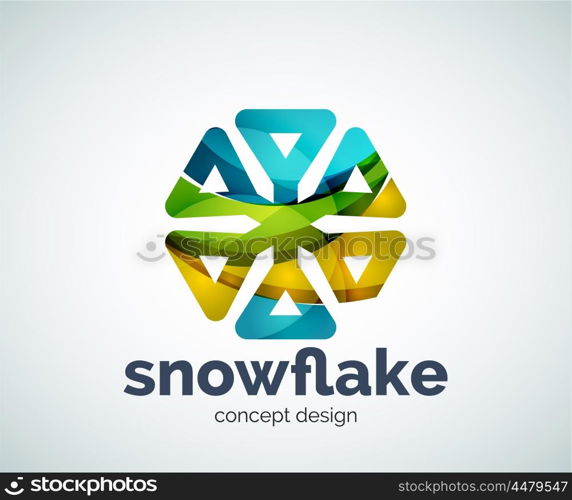 Vector Christmas snowflake logo template, abstract business icon