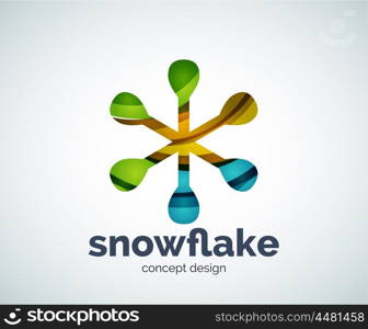 Vector Christmas snowflake logo template, abstract business icon