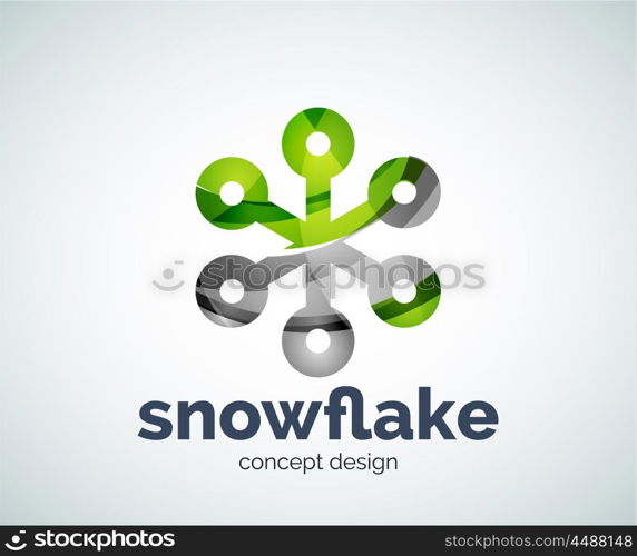 Vector Christmas snowflake logo template, abstract business icon