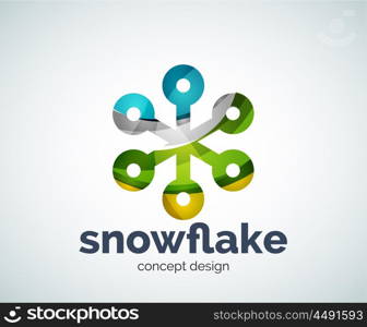 Vector Christmas snowflake logo template, abstract business icon