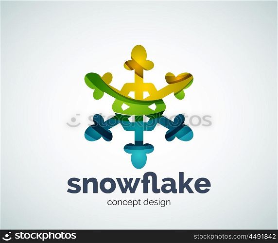 Vector Christmas snowflake logo template, abstract business icon