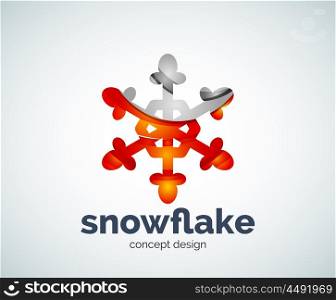 Vector Christmas snowflake logo template, abstract business icon