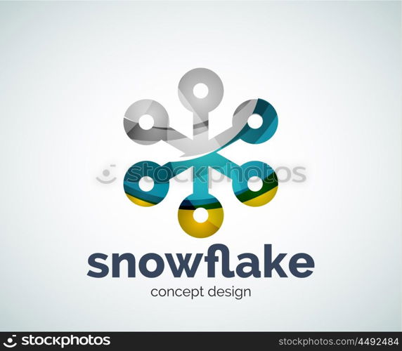 Vector Christmas snowflake logo template, abstract business icon