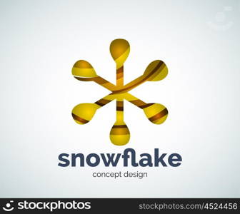 Vector Christmas snowflake logo template, abstract business icon