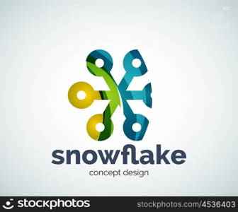 Vector Christmas snowflake logo template, abstract business icon