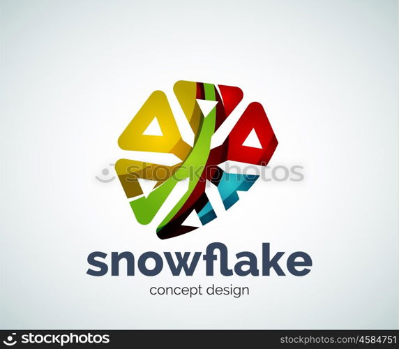 Vector Christmas snowflake logo template, abstract business icon